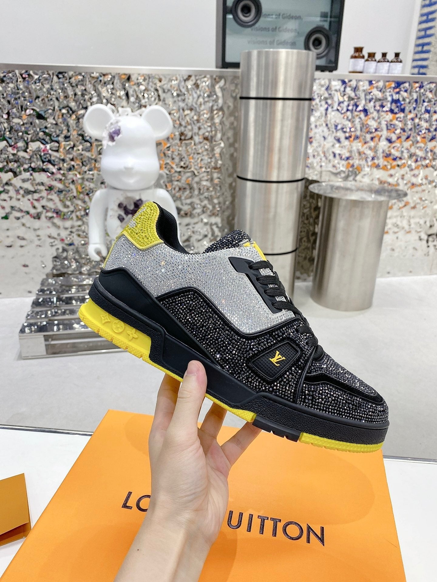 Louis Vuitton LV Trainer “Swarovski Black & Yellow” – Luxury Designer Sneakers