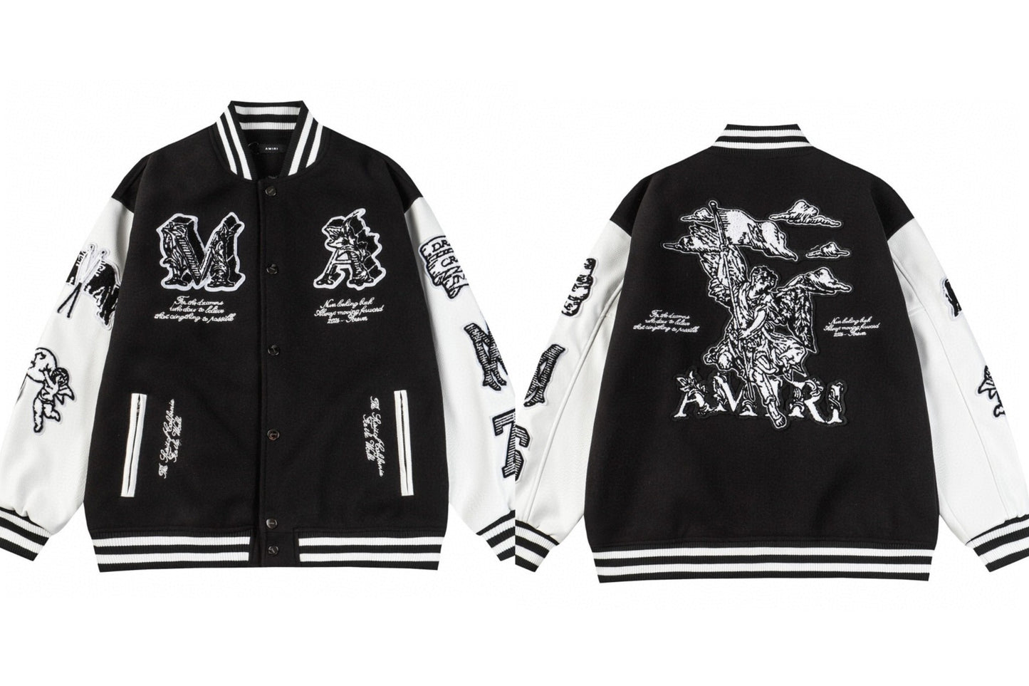 Angel Squad Varsity Jacket – Black/White