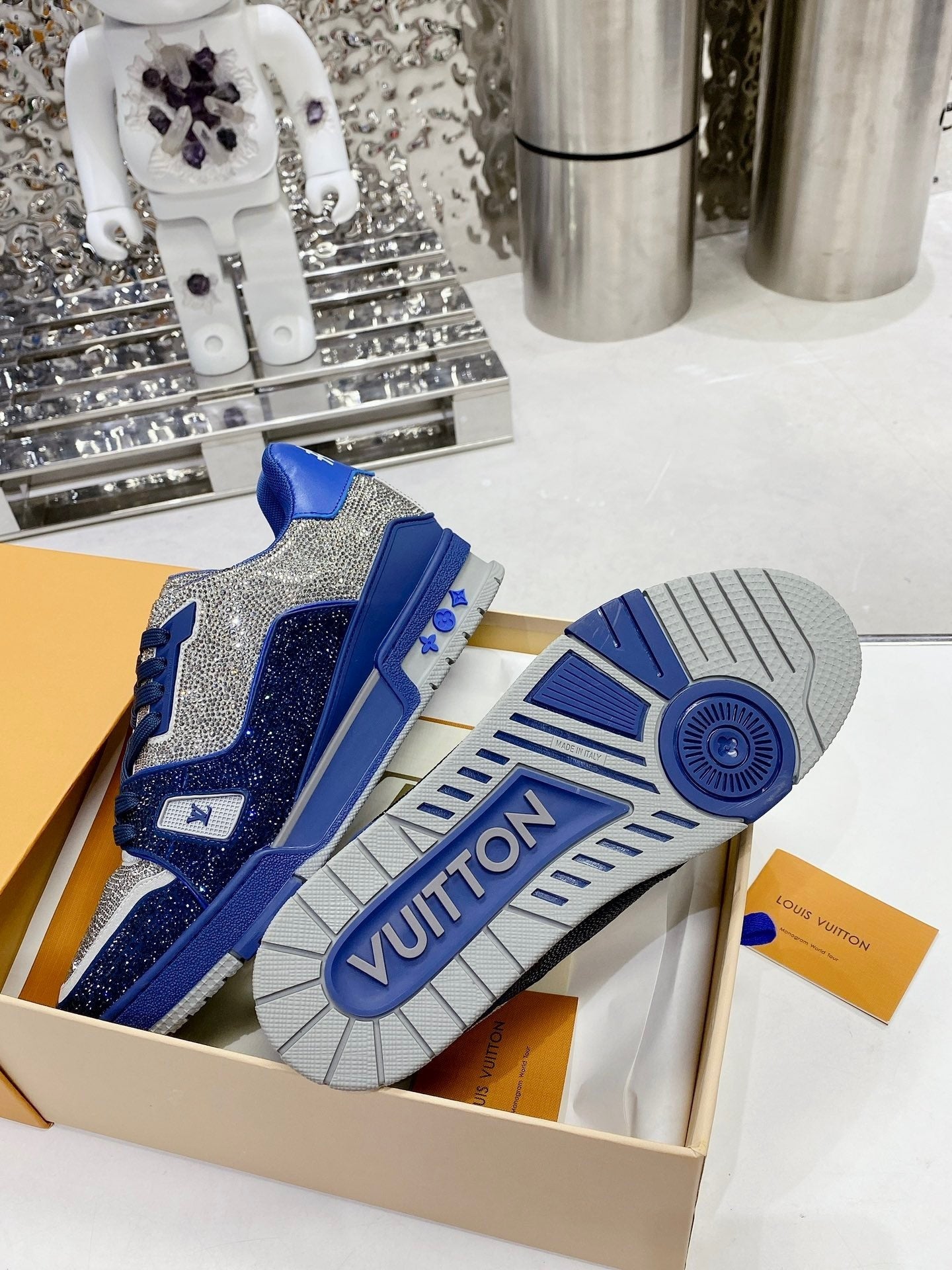 Blue & Silver Swarovski Edition – Luxury Designer Sneakers