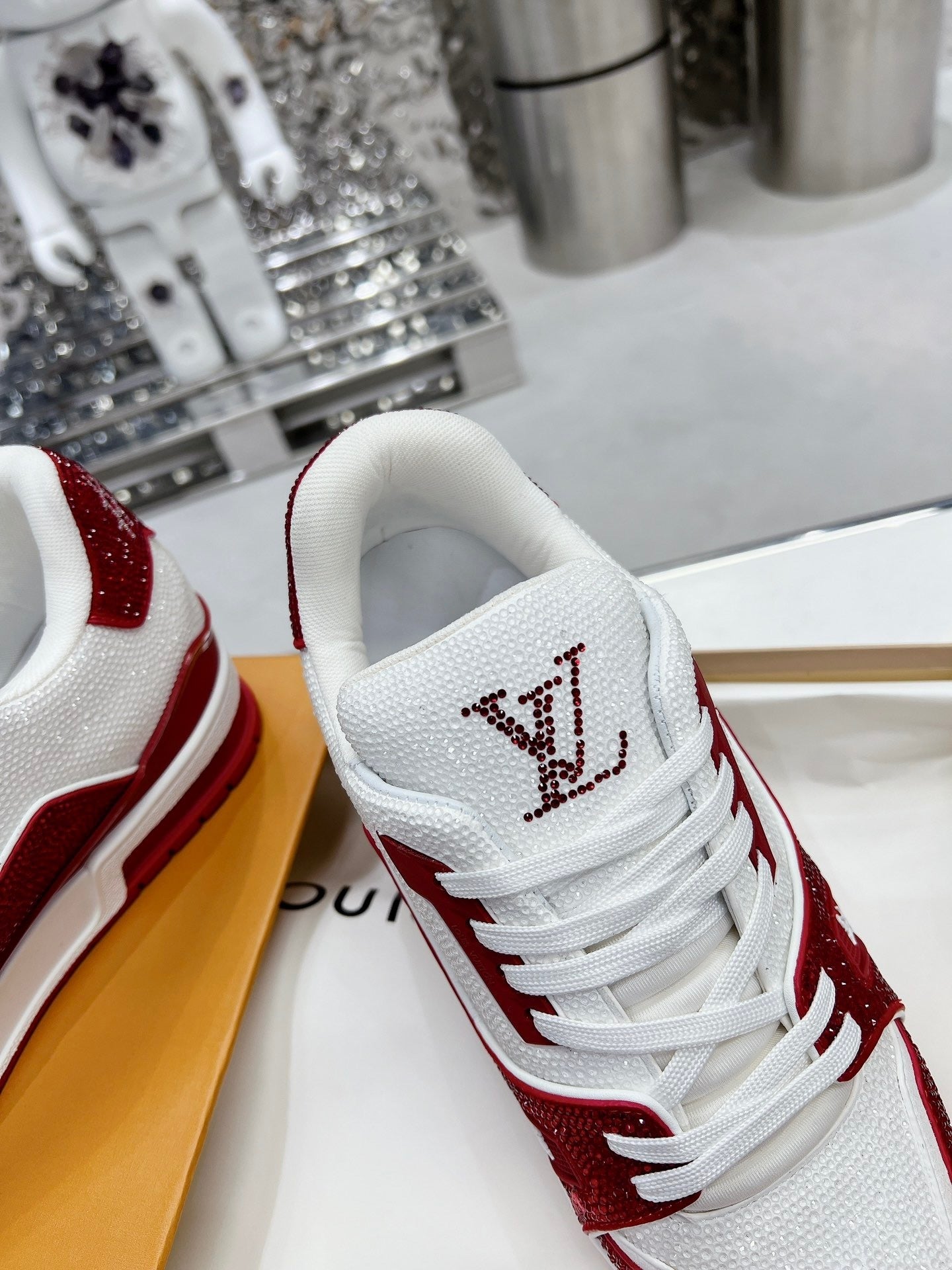 Red & White Swarovski Edition – Luxury Designer Sneakers