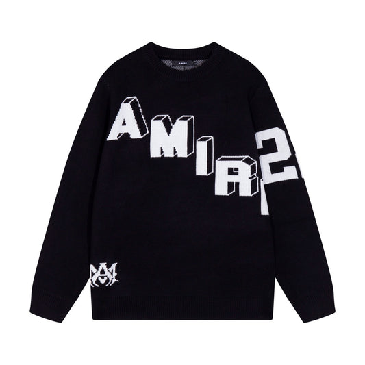 Block Letter Knit Sweater – Black/White