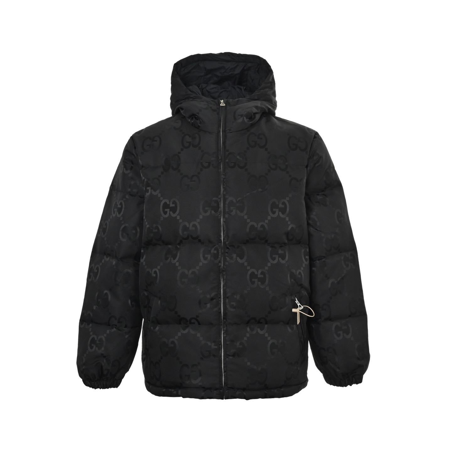 Black All-Over Monogram Puffer Jacket – Society Drip Exclusive