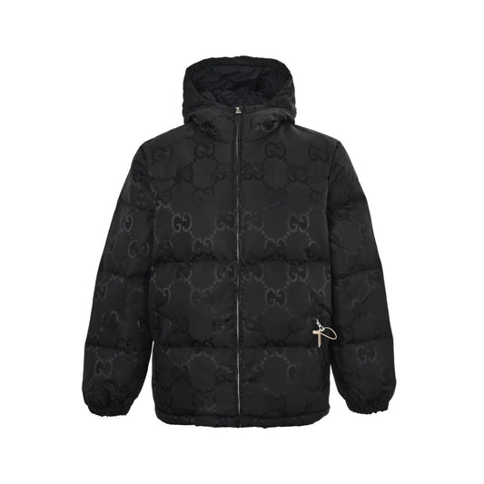 Black All-Over Monogram Puffer Jacket – Society Drip Exclusive