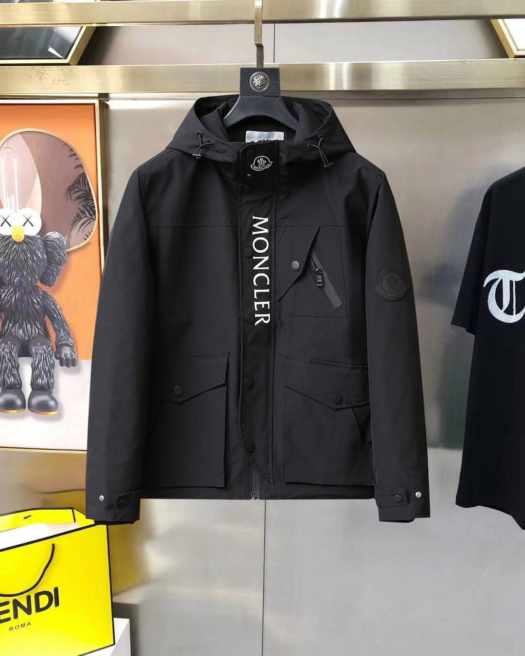 Stripe Track Windbreaker – Black