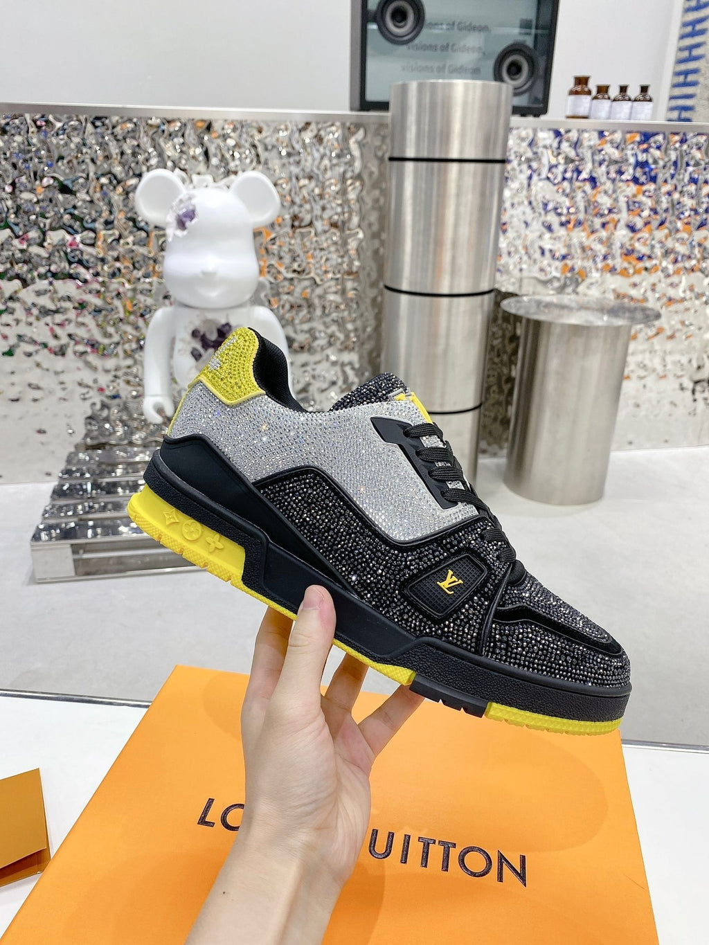 Louis Vuitton LV Trainer “Swarovski Black & Yellow” – Luxury Designer Sneakers