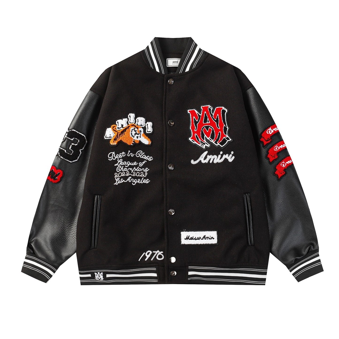 Midnight League Varsity Jacket – Multi Patch Black