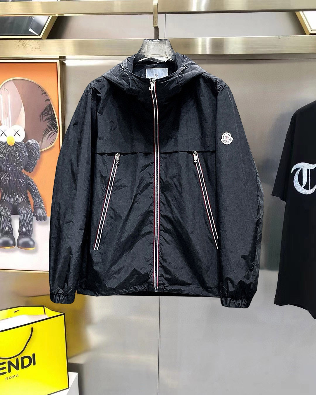 Stripe Track Windbreaker – Black