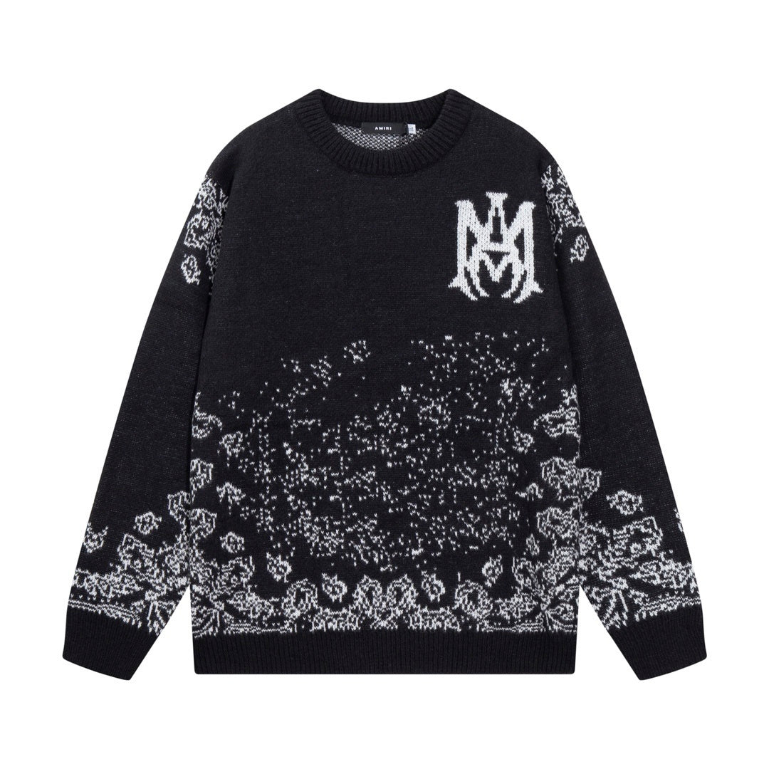 Fade Bandana Knit Sweater – Black/White