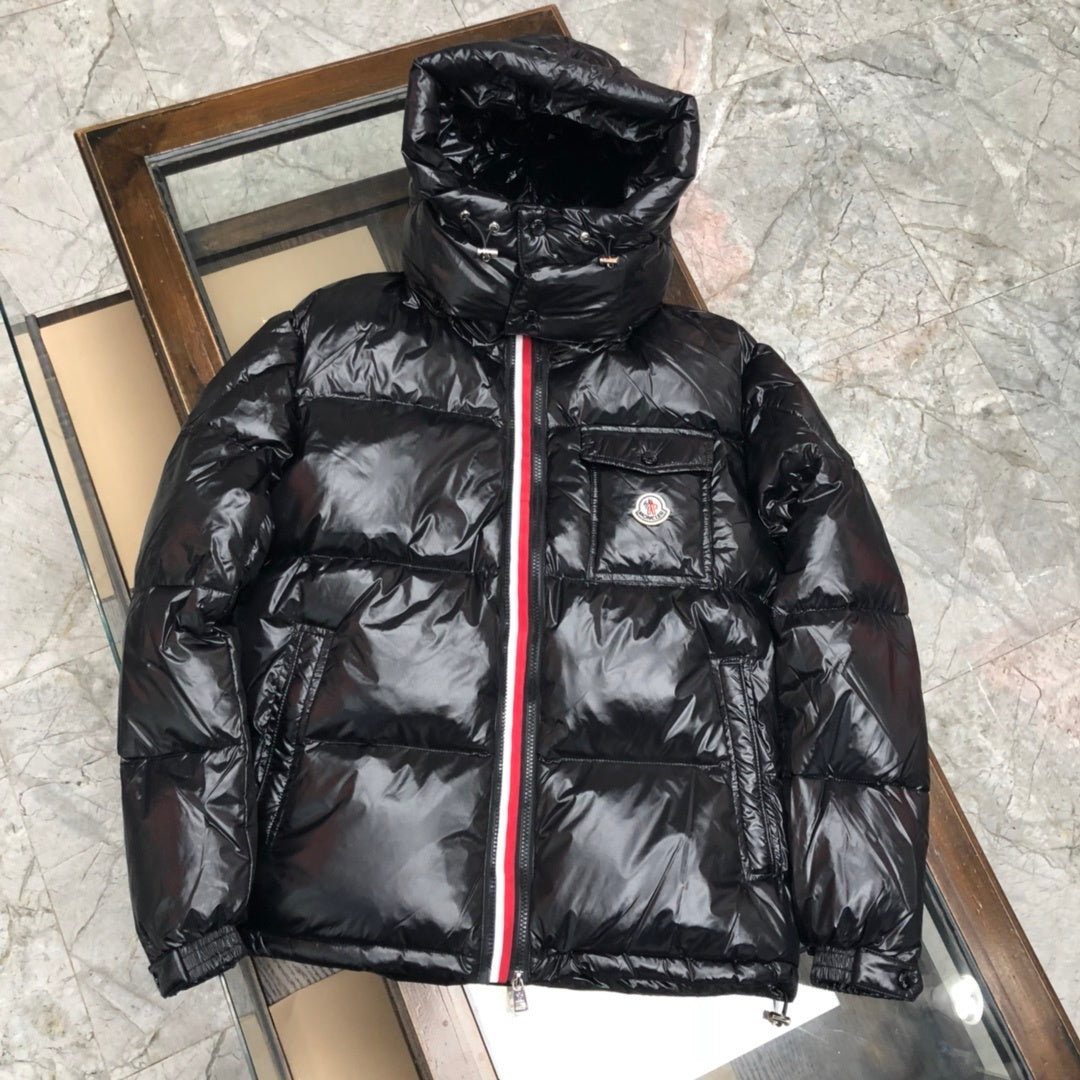 Tricolor Line Down Jacket – Black