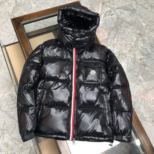 Tricolor Line Down Jacket – Black