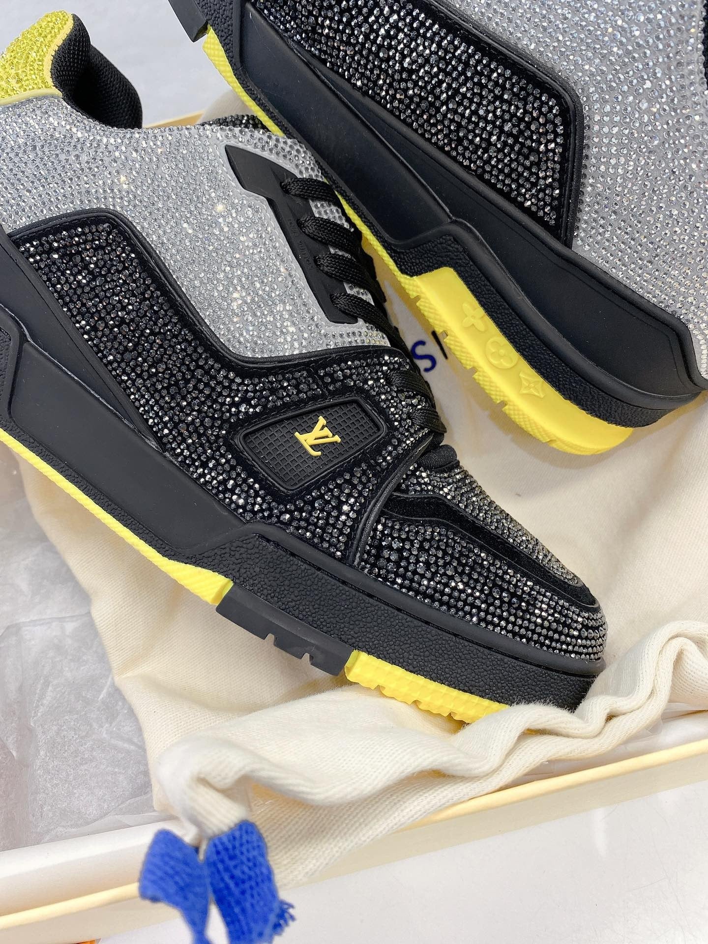 Louis Vuitton LV Trainer “Swarovski Black & Yellow” – Luxury Designer Sneakers