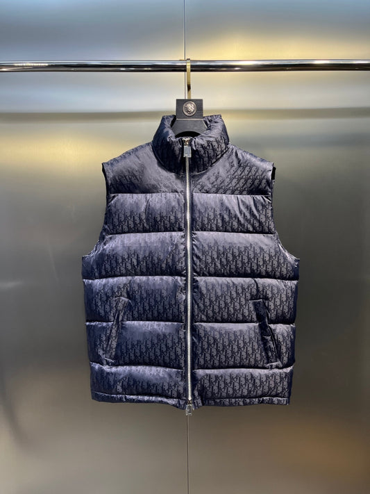 Midnight Monogram Puffer Vest – Deep Navy