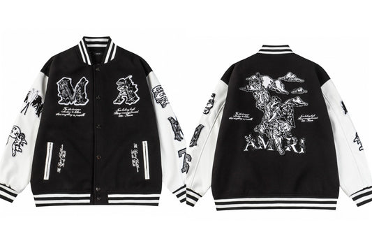 Angel Squad Varsity Jacket – Black/White