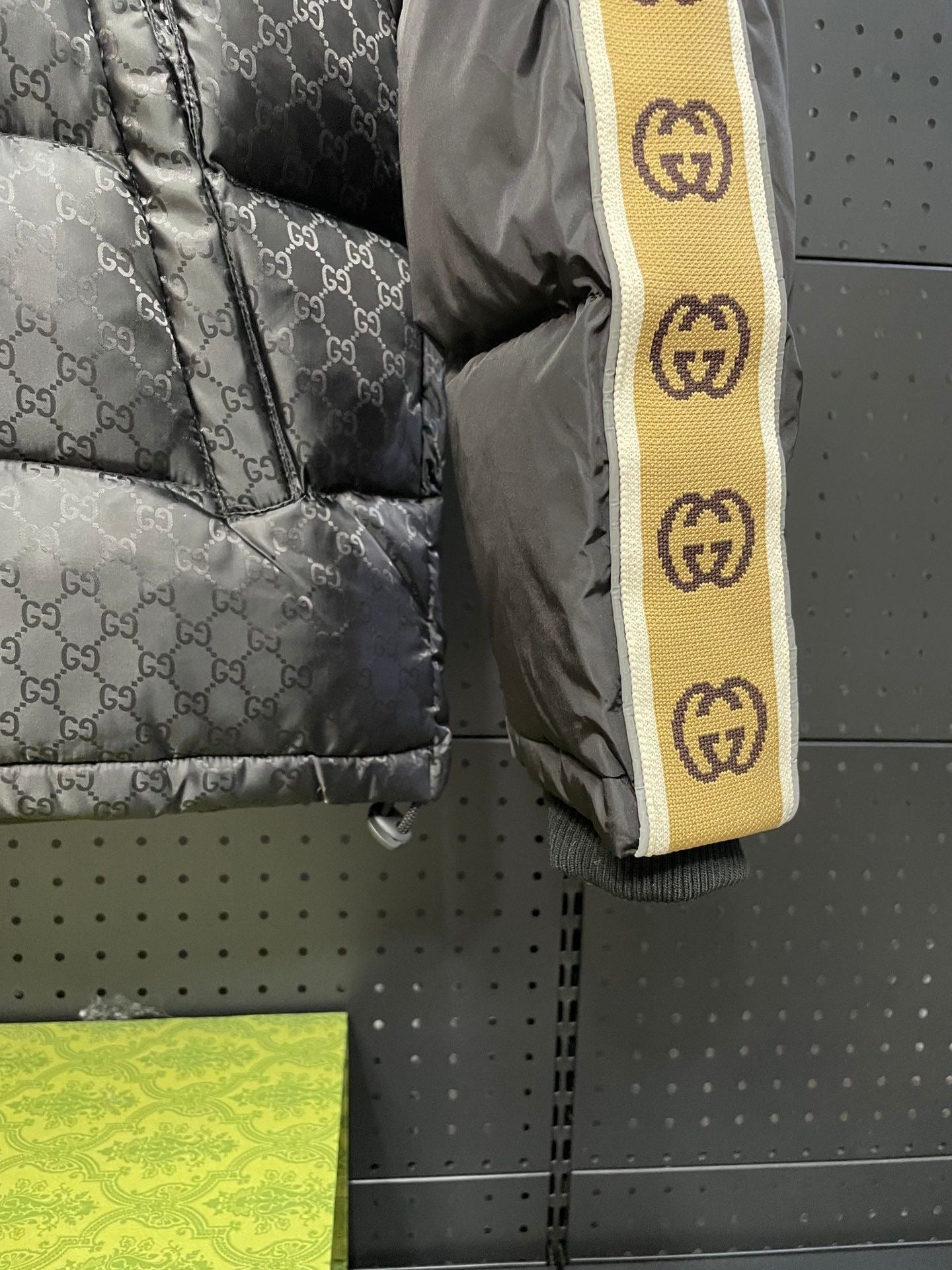 Black Monogram Stripe Puffer Jacket – Society Drip Exclusive