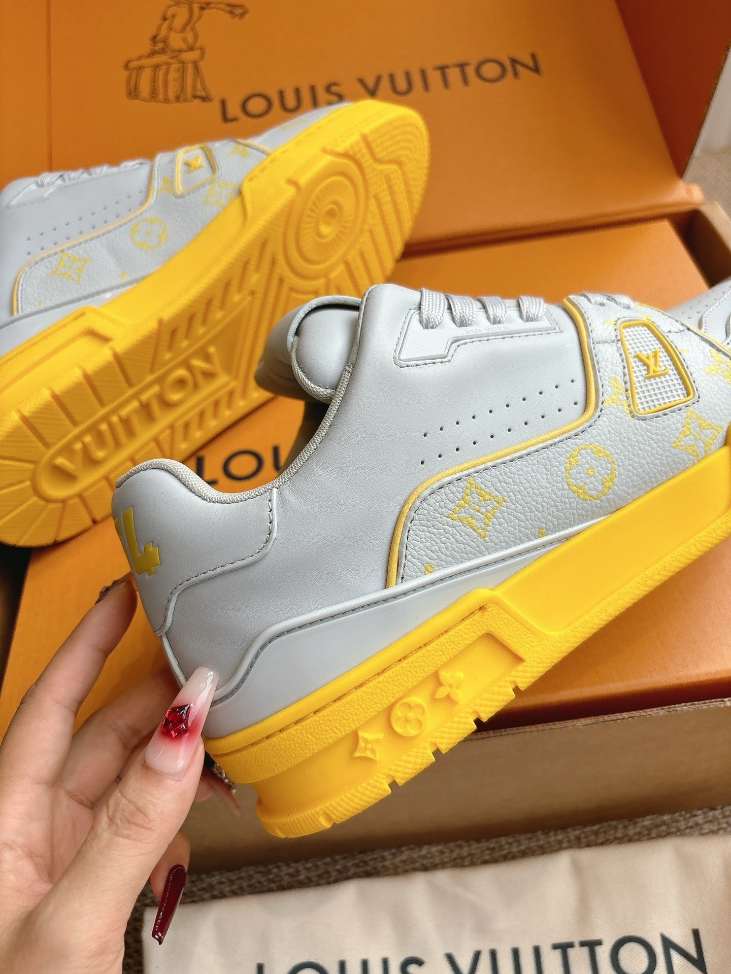 Grey & Yellow Monogram Edition – Luxury Designer Sneakers