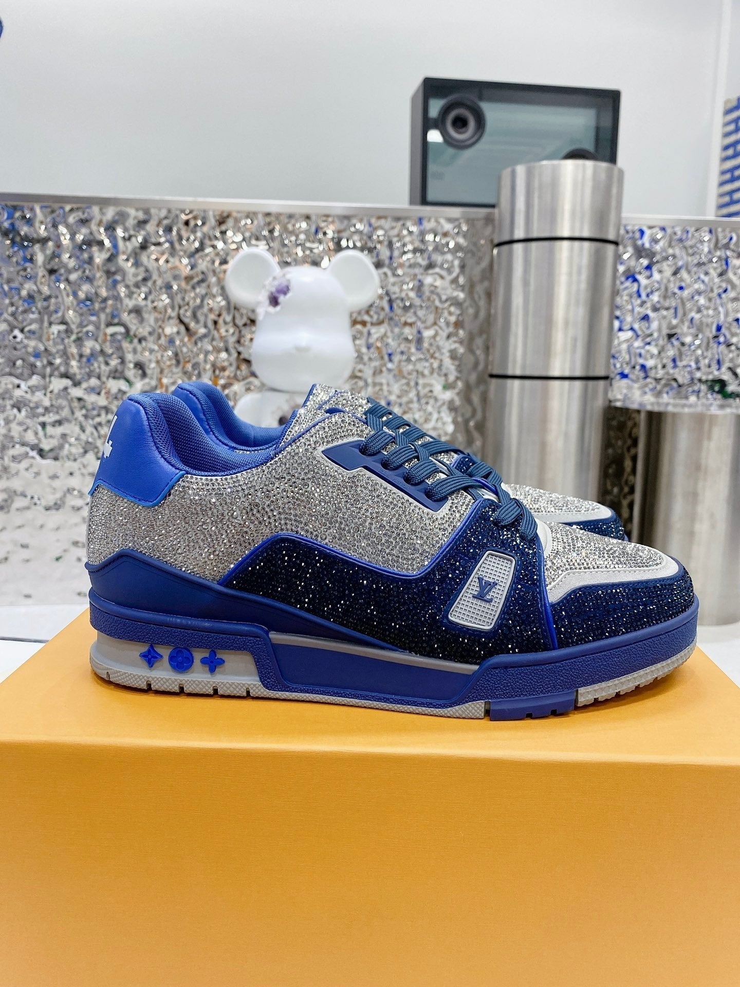 Blue & Silver Swarovski Edition – Luxury Designer Sneakers