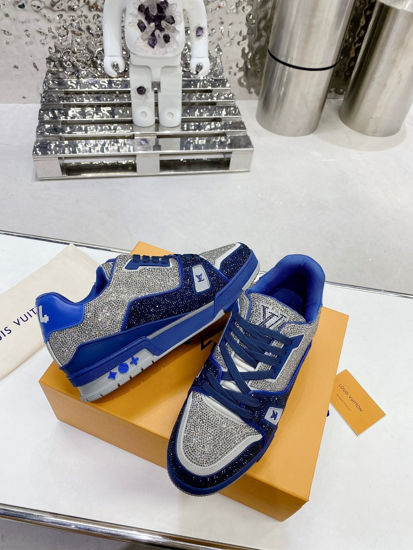 Blue & Silver Swarovski Edition – Luxury Designer Sneakers