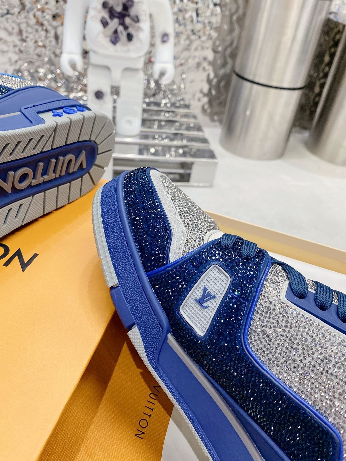 Blue & Silver Swarovski Edition – Luxury Designer Sneakers