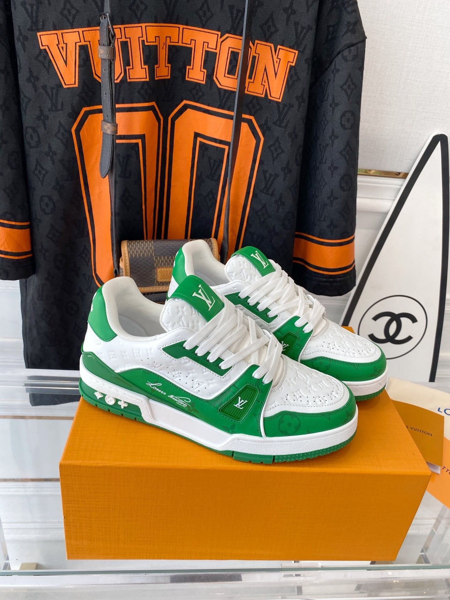 White & Green Monogram Edition – Luxury Designer Sneakers
