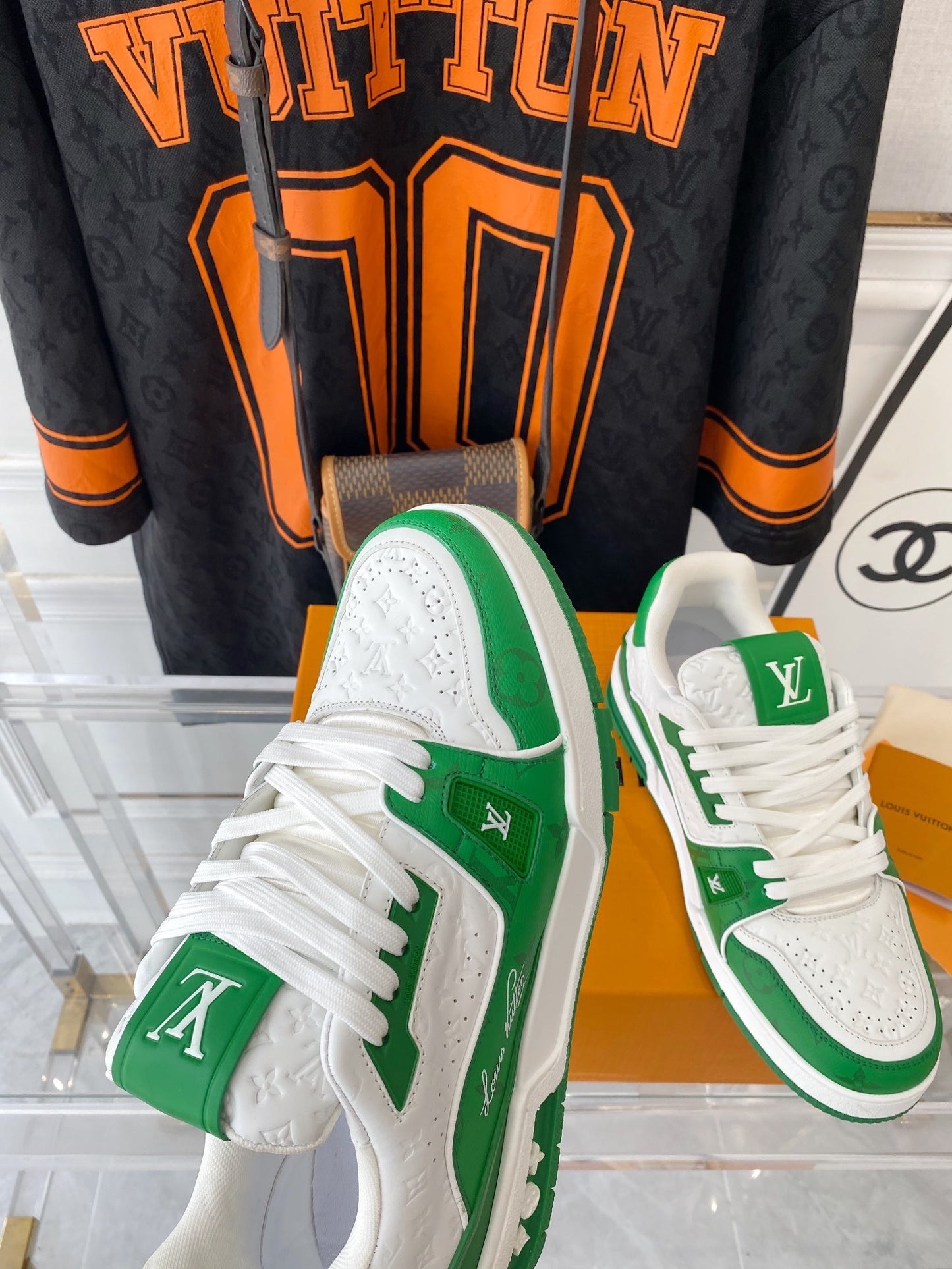 White & Green Monogram Edition – Luxury Designer Sneakers