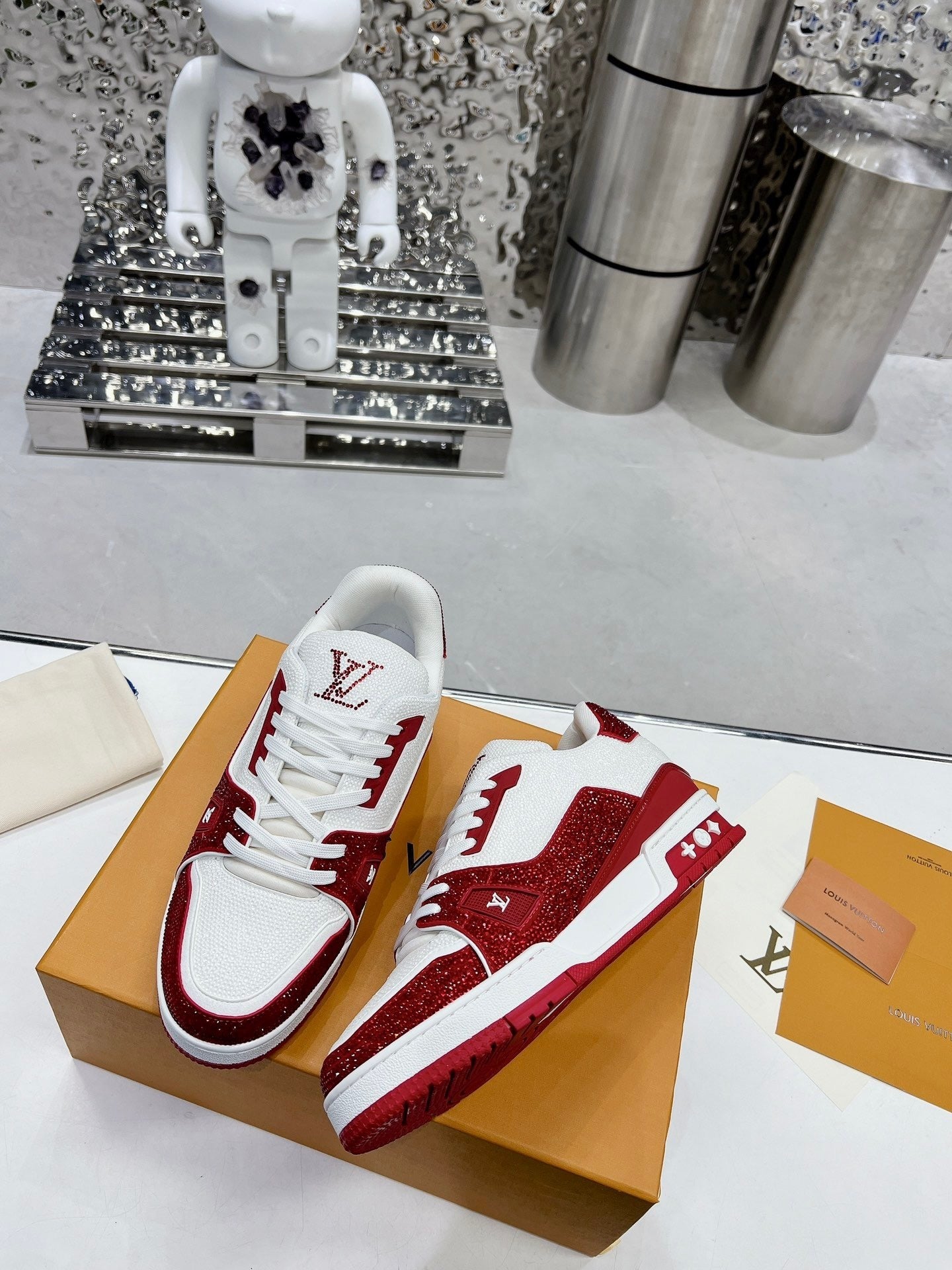 Red & White Swarovski Edition – Luxury Designer Sneakers
