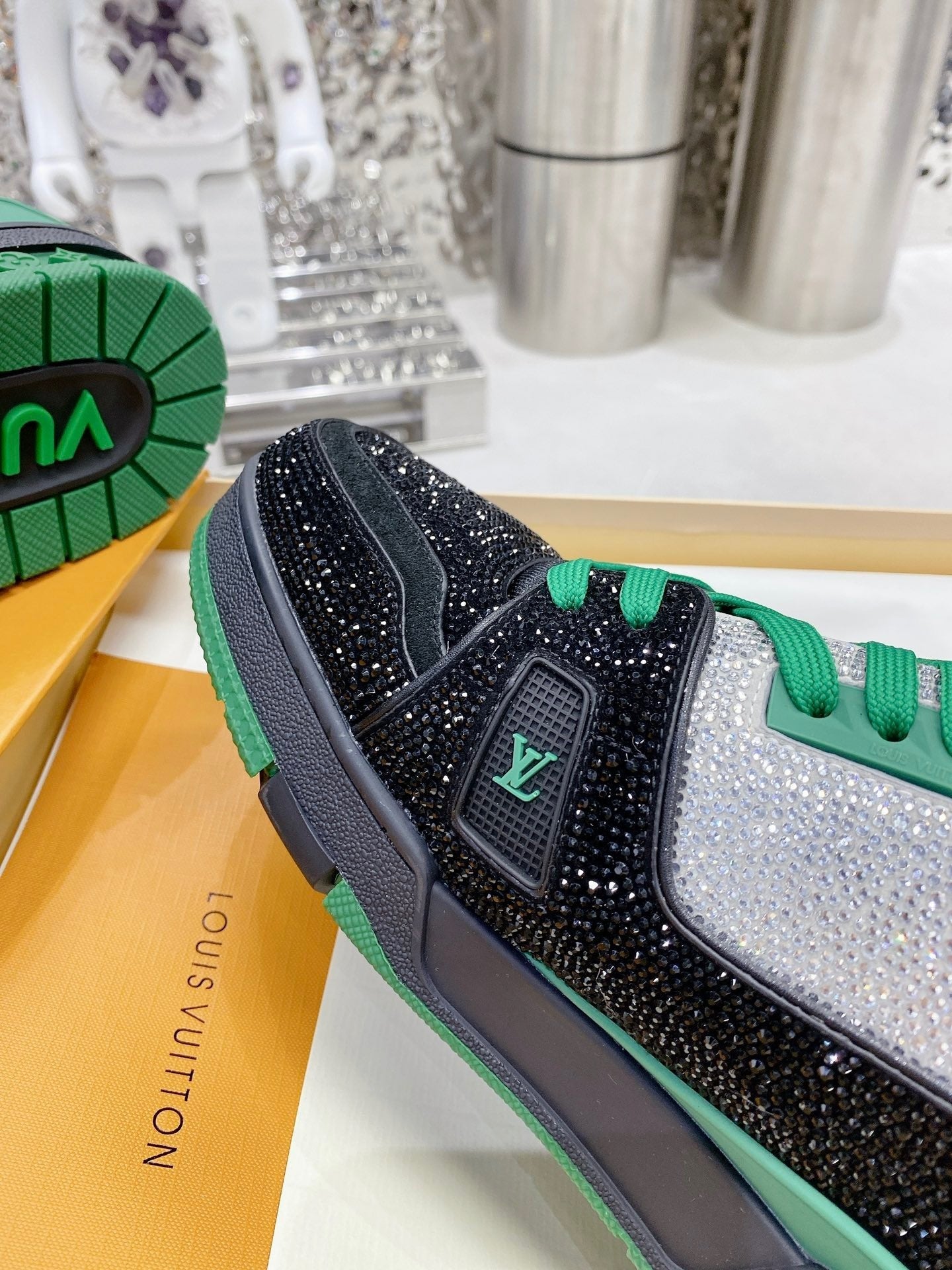Green & Black Swarovski Edition – Luxury Designer Sneakers